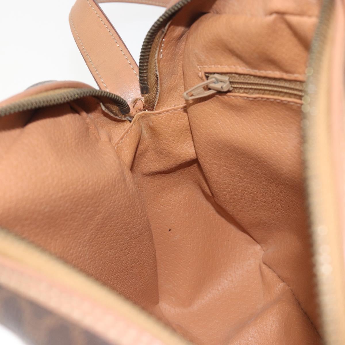 CELINE Macadam Canvas Shoulder Bag PVC Leather Brown Gold Auth ka5720A