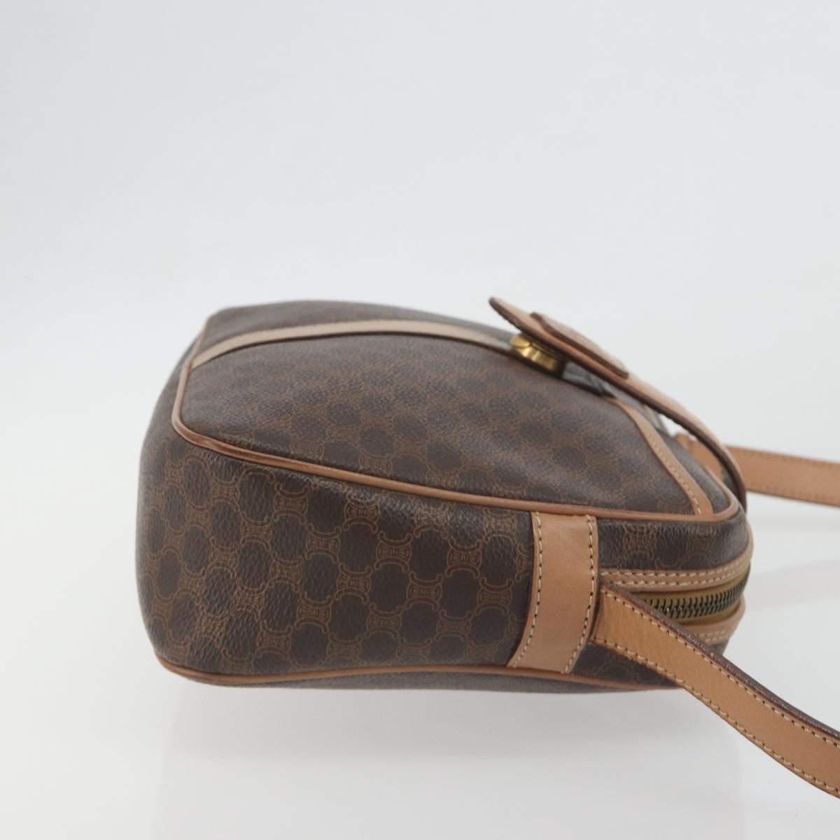CELINE Macadam Canvas Shoulder Bag PVC Leather Brown Gold Auth ka5720A
