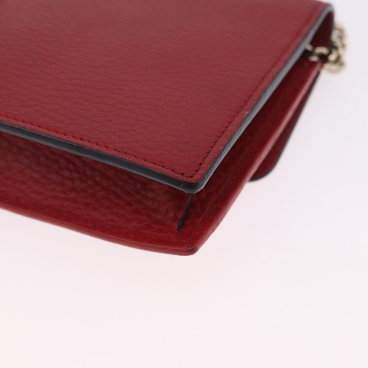 GUCCI Chain Shoulder Wallet Leather Red Gold 510314 Auth ka5723A