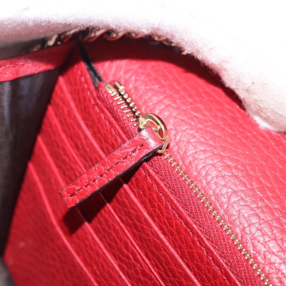 GUCCI Chain Shoulder Wallet Leather Red Gold 510314 Auth ka5723A
