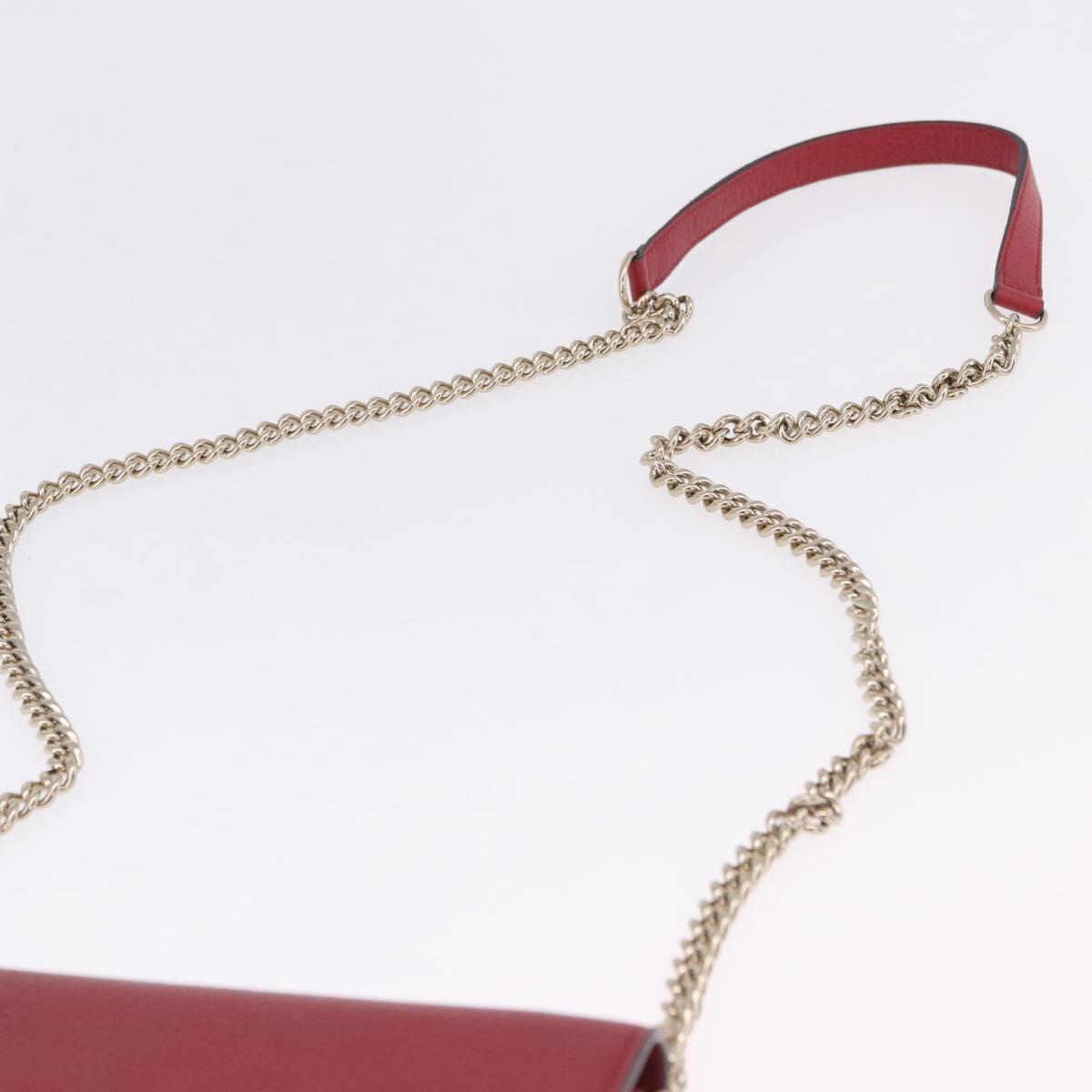 GUCCI Chain Shoulder Wallet Leather Red Gold 510314 Auth ka5723A