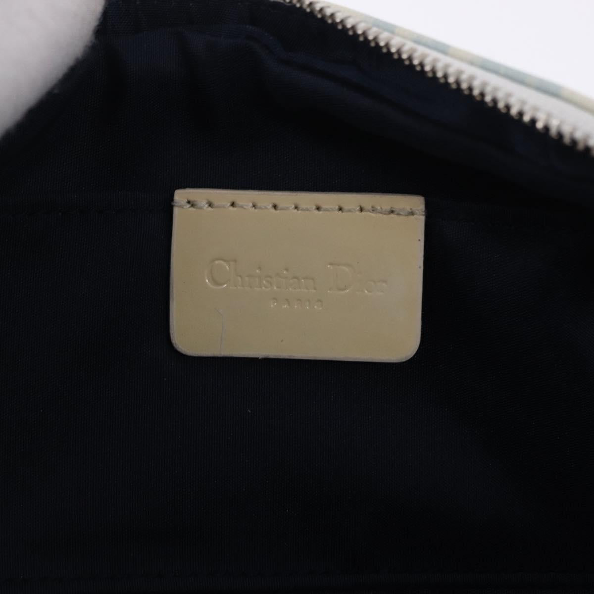 Christian Dior Trotter Canvas Hand Pouch PVC Light Blue Silver Auth ka5724A