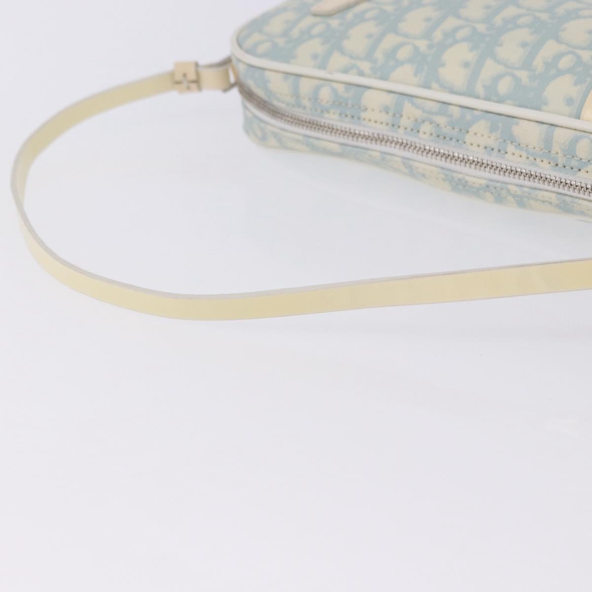 Christian Dior Trotter Canvas Hand Pouch PVC Light Blue Silver Auth ka5724A