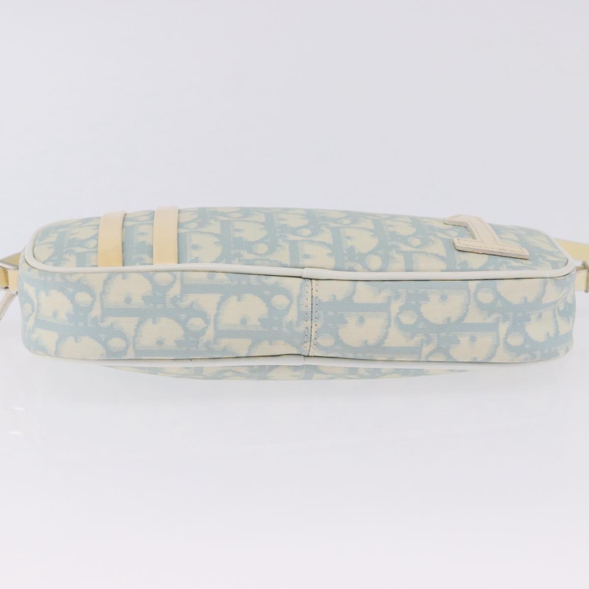 Christian Dior Trotter Canvas Hand Pouch PVC Light Blue Silver Auth ka5724A