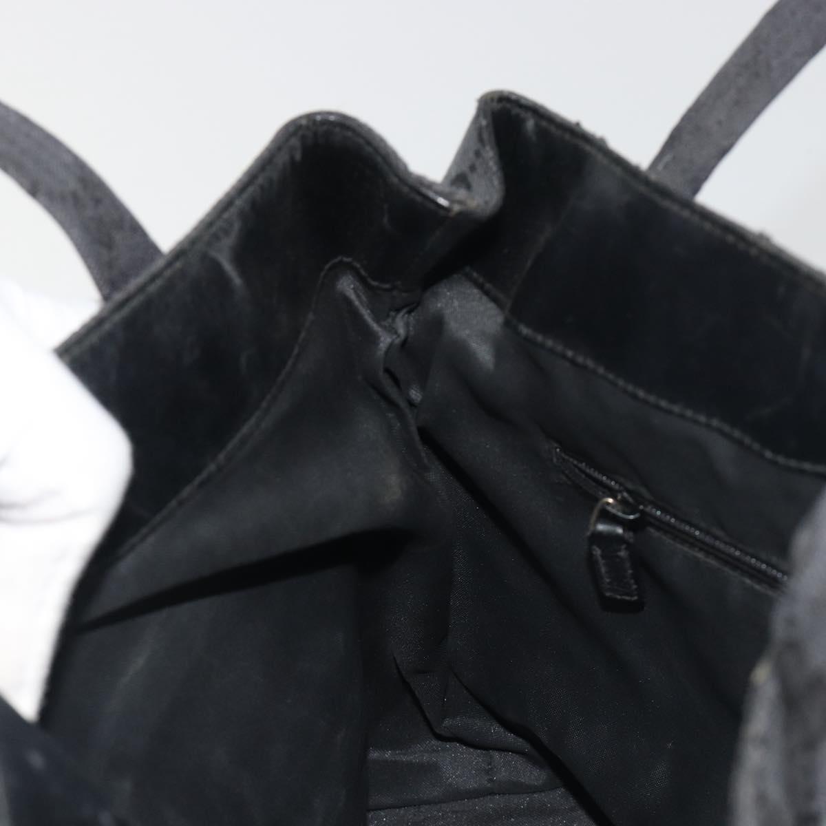 GUCCI GG Canvas Tote Bag Black Silver 002 1076 2684 Auth ka5725