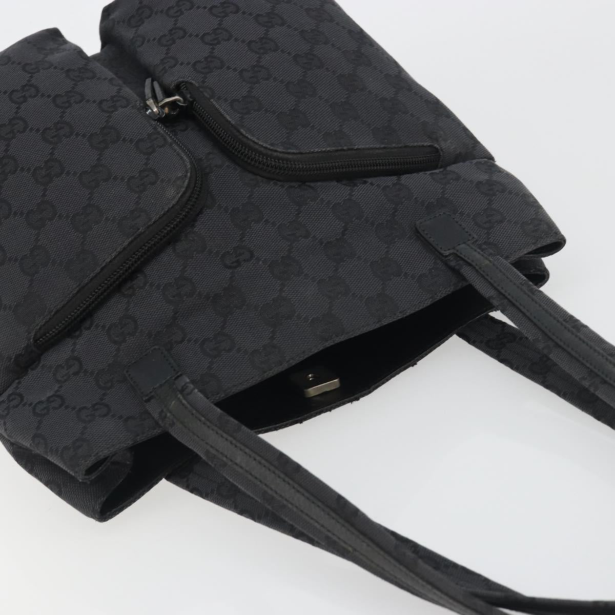 GUCCI GG Canvas Tote Bag Black Silver 002 1076 2684 Auth ka5725