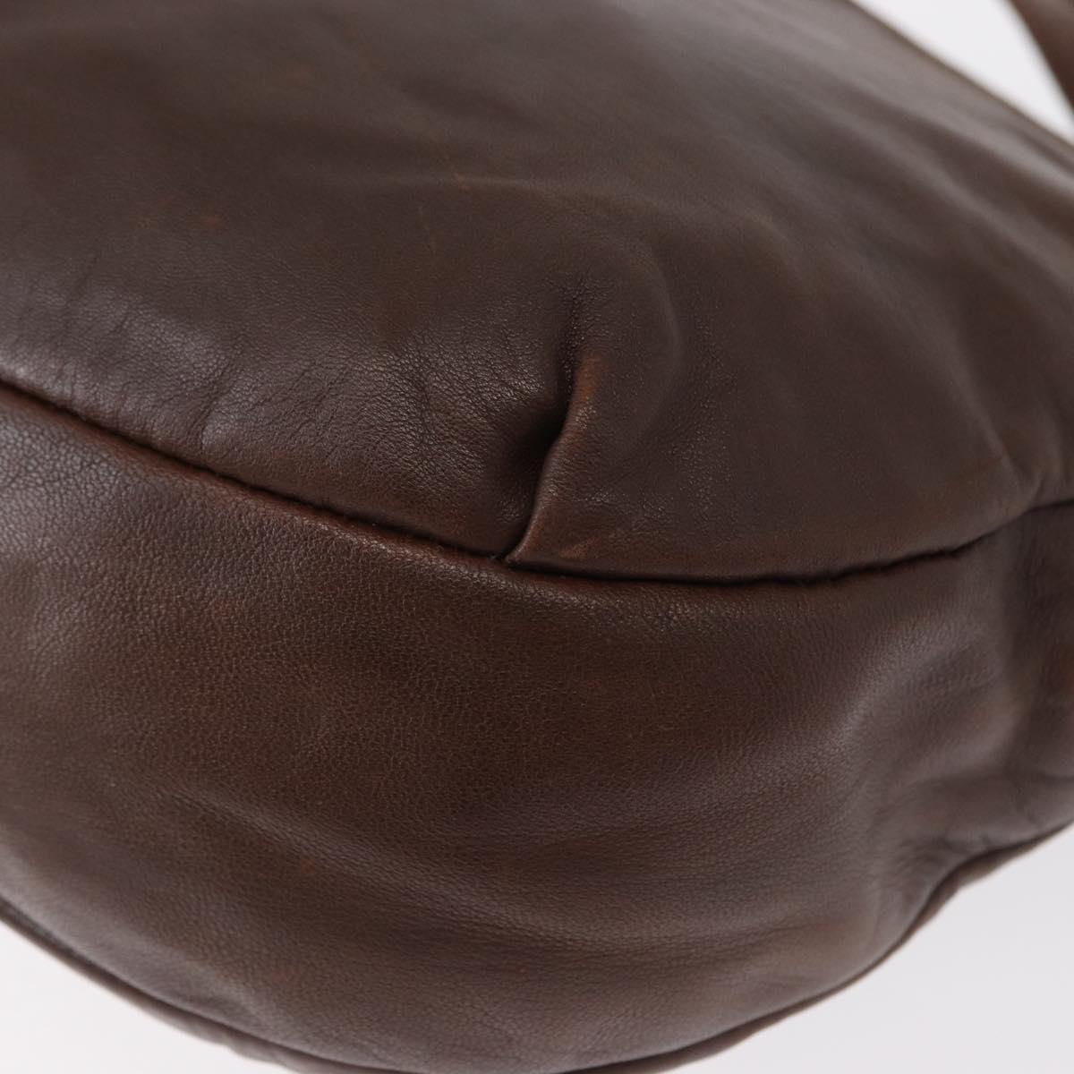 LOEWE Anagram Shoulder Bag Leather Brown Gold Auth ka573