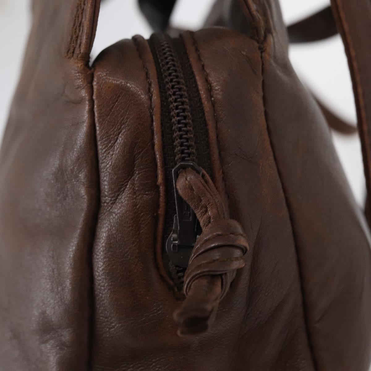 LOEWE Anagram Shoulder Bag Leather Brown Gold Auth ka573