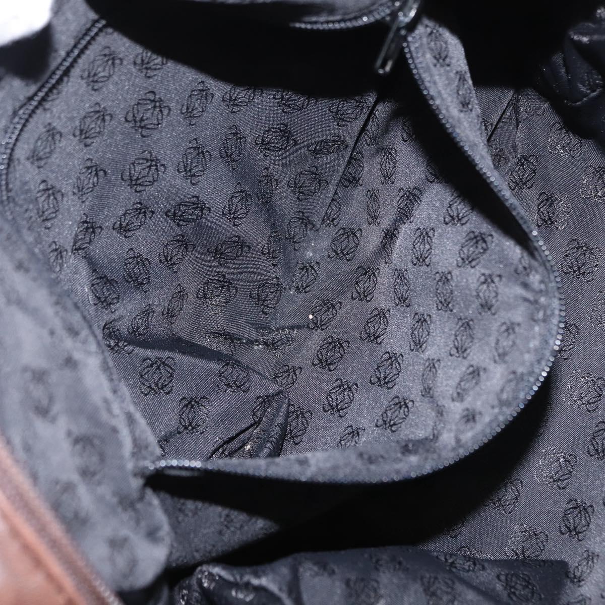 LOEWE Anagram Shoulder Bag Leather Brown Gold Auth ka573