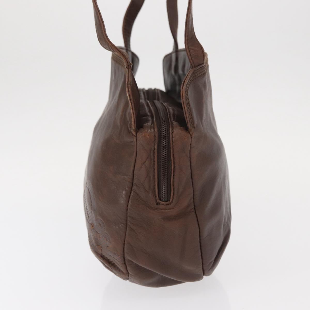 LOEWE Anagram Shoulder Bag Leather Brown Gold Auth ka573