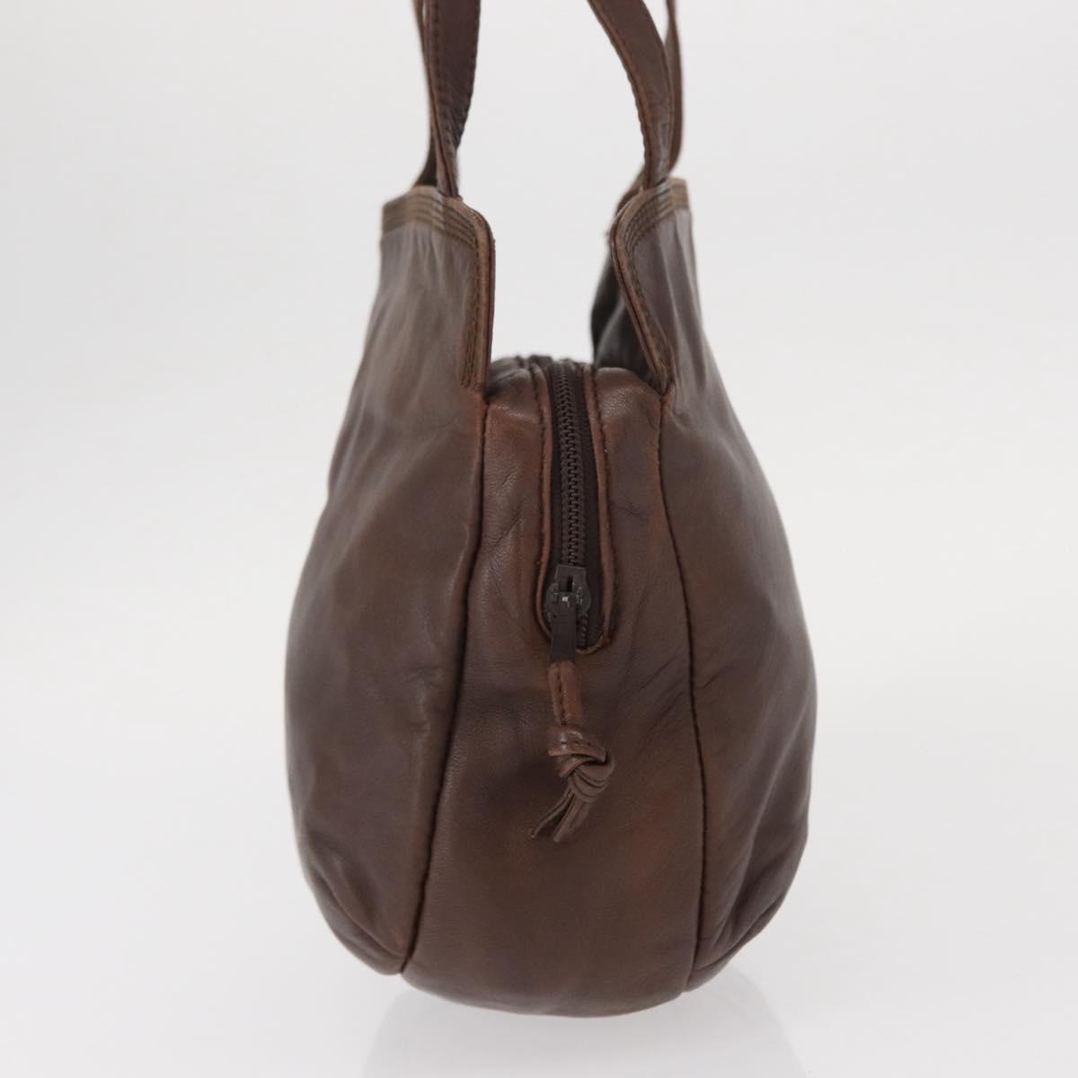 LOEWE Anagram Shoulder Bag Leather Brown Gold Auth ka573