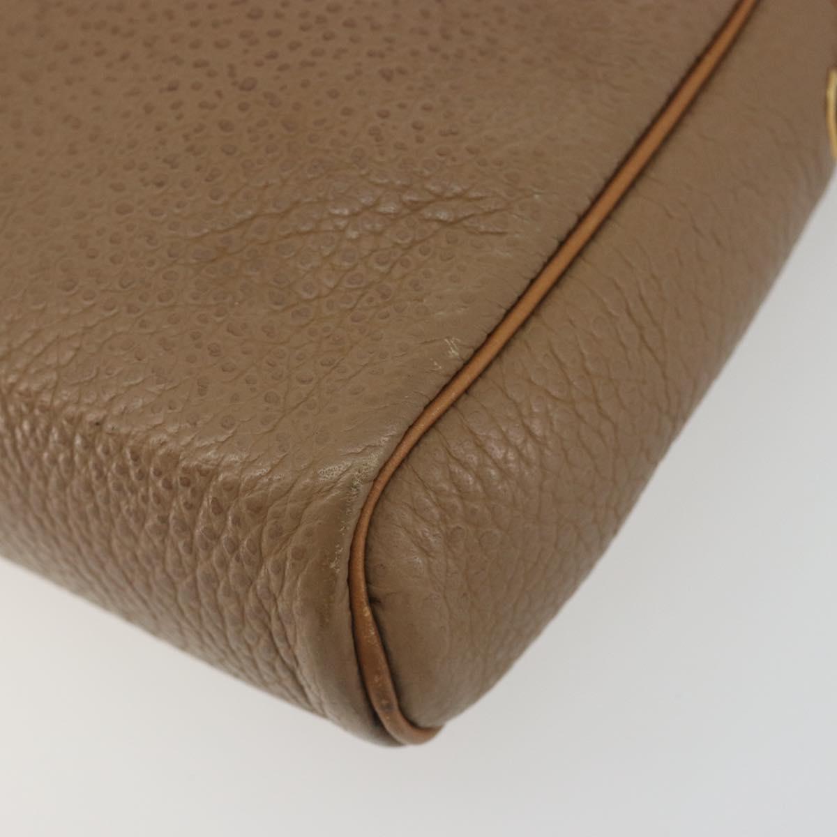 Christian Dior Shoulder Bag Leather Beige Gold Auth ka5732