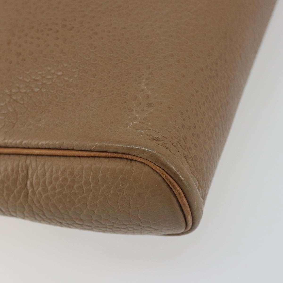 Christian Dior Shoulder Bag Leather Beige Gold Auth ka5732