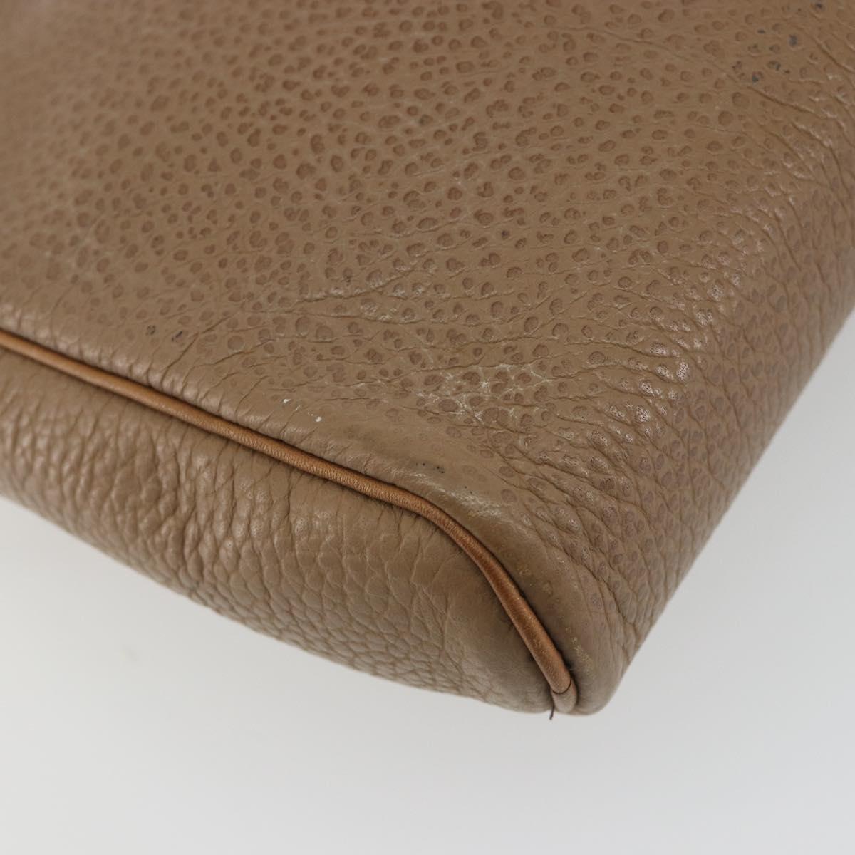 Christian Dior Shoulder Bag Leather Beige Gold Auth ka5732