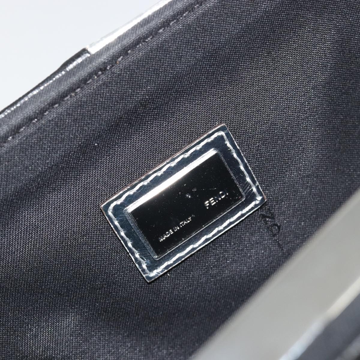 FENDI Chain Hand Bag Leather Silver Auth ka5733A