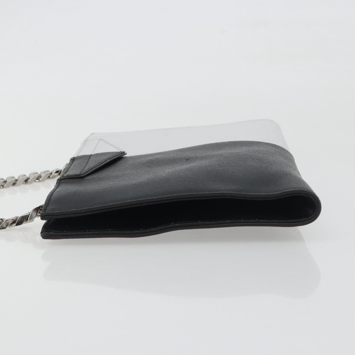 FENDI Chain Hand Bag Leather Silver Auth ka5733A