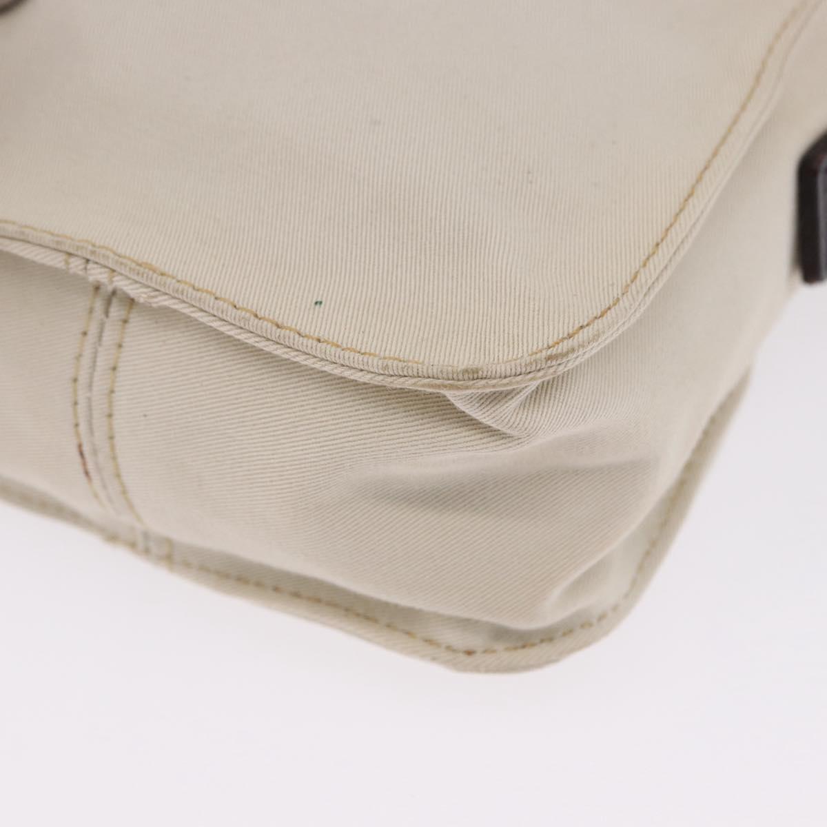 FENDI Shoulder Pouch Canvas Beige Silver Auth ka5734