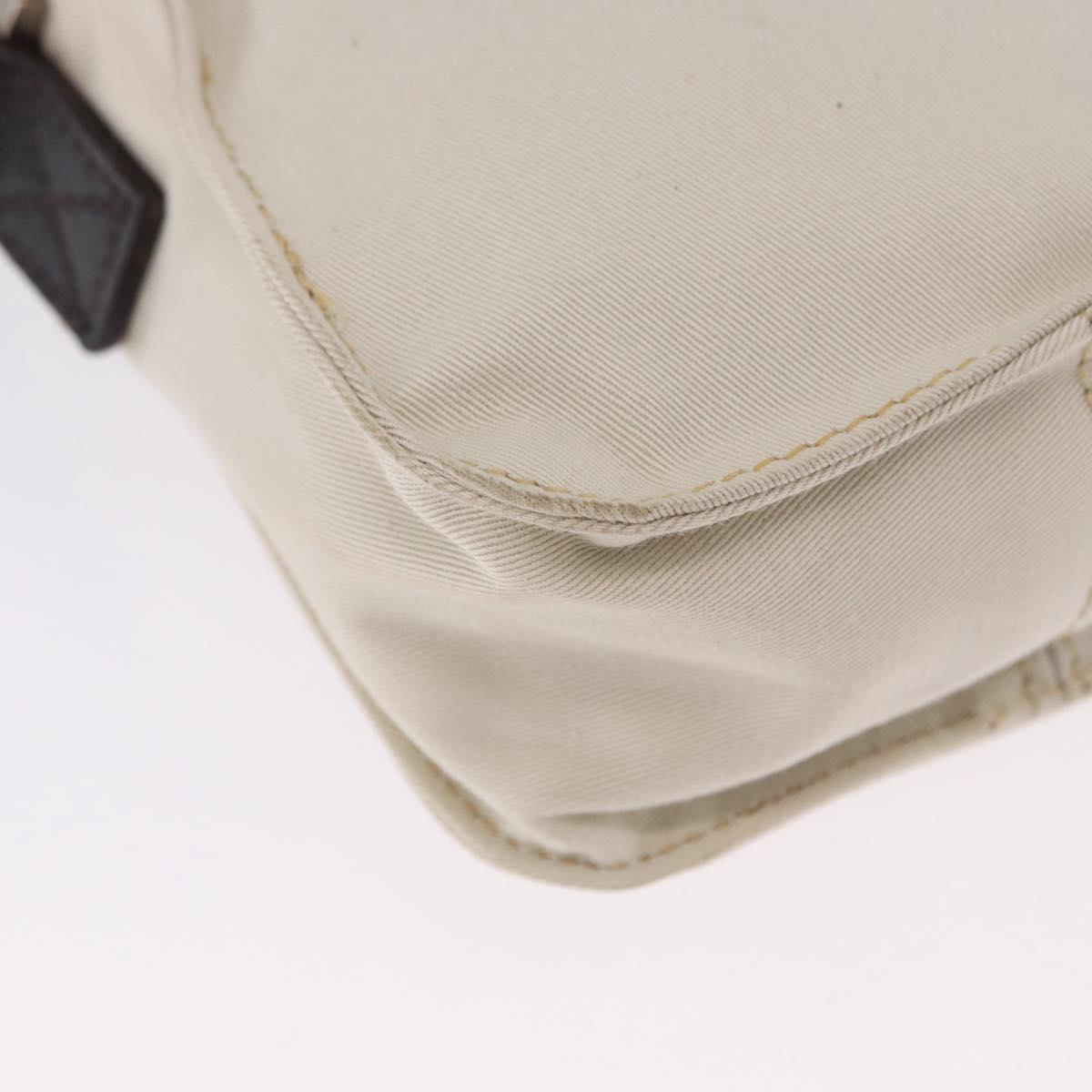 FENDI Shoulder Pouch Canvas Beige Silver Auth ka5734