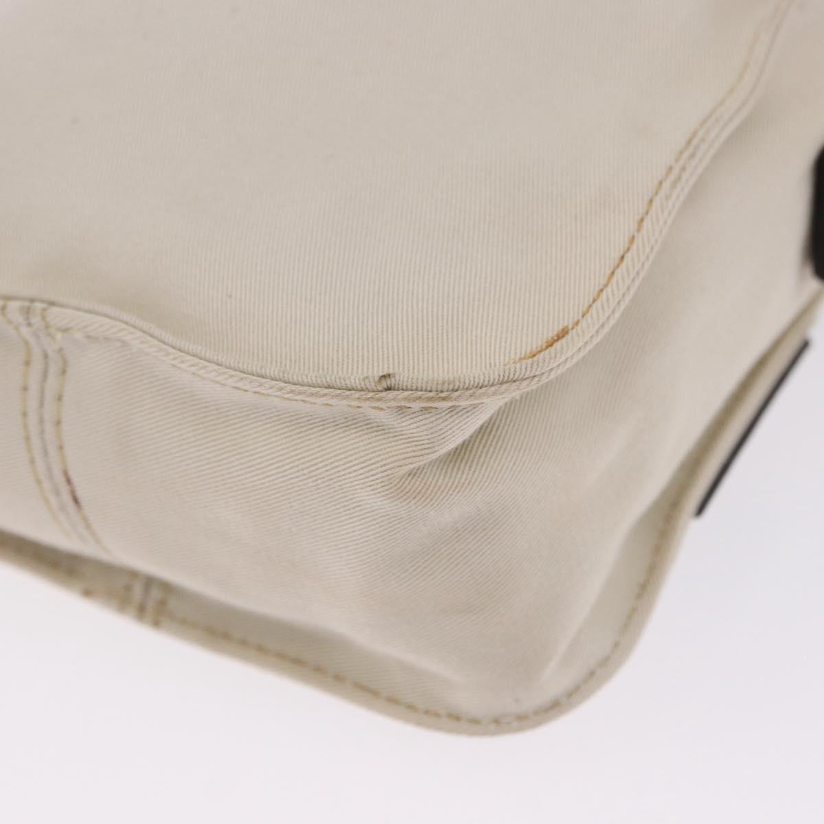 FENDI Shoulder Pouch Canvas Beige Silver Auth ka5734