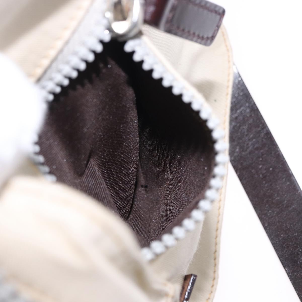 FENDI Shoulder Pouch Canvas Beige Silver Auth ka5734