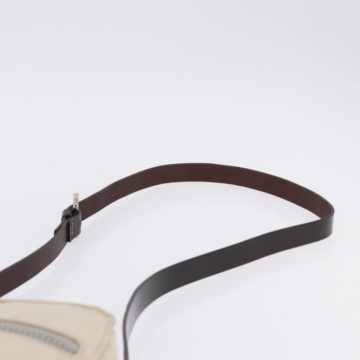 FENDI Shoulder Pouch Canvas Beige Silver Auth ka5734