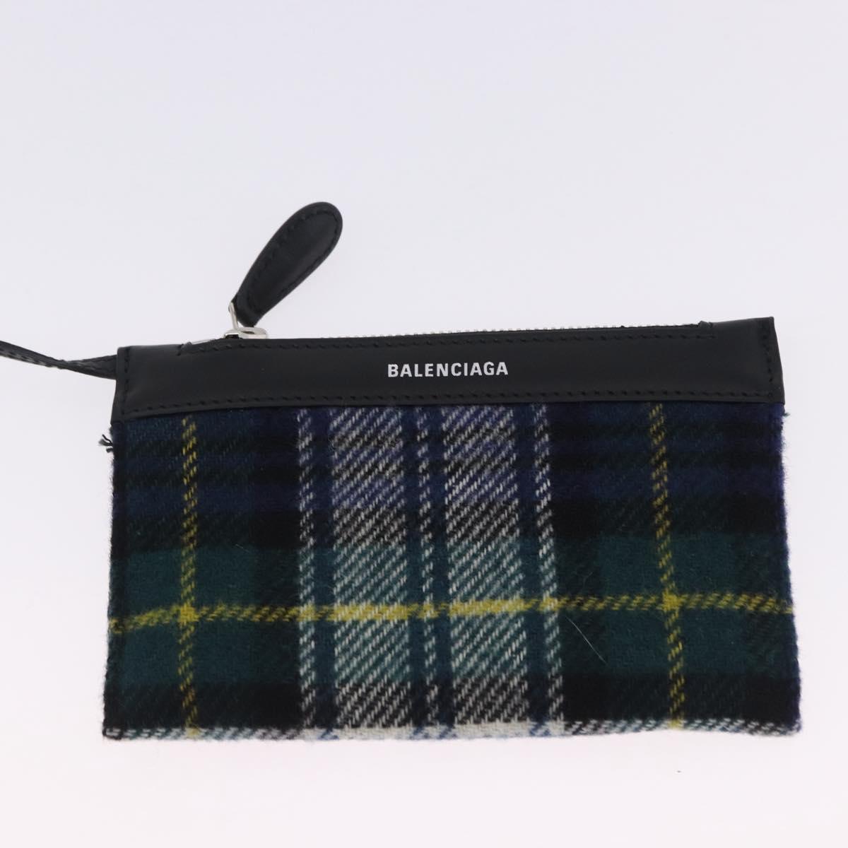 BALENCIAGA Cabas XS Tote Bag Wool 2way Green Silver 390346 Auth ka5745A