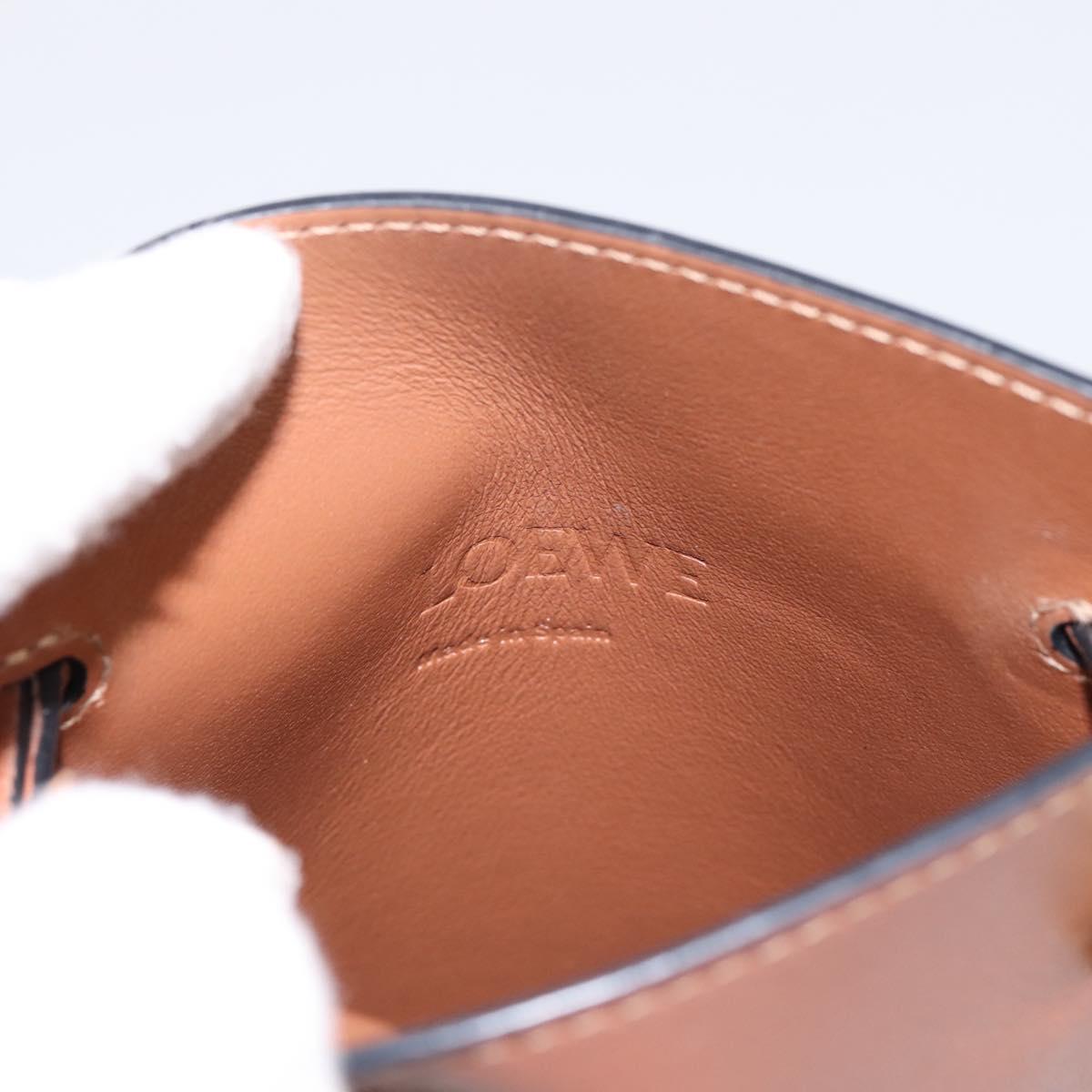 LOEWE Dice Pocket Shoulder Pouch Leather Brown Auth ka5746
