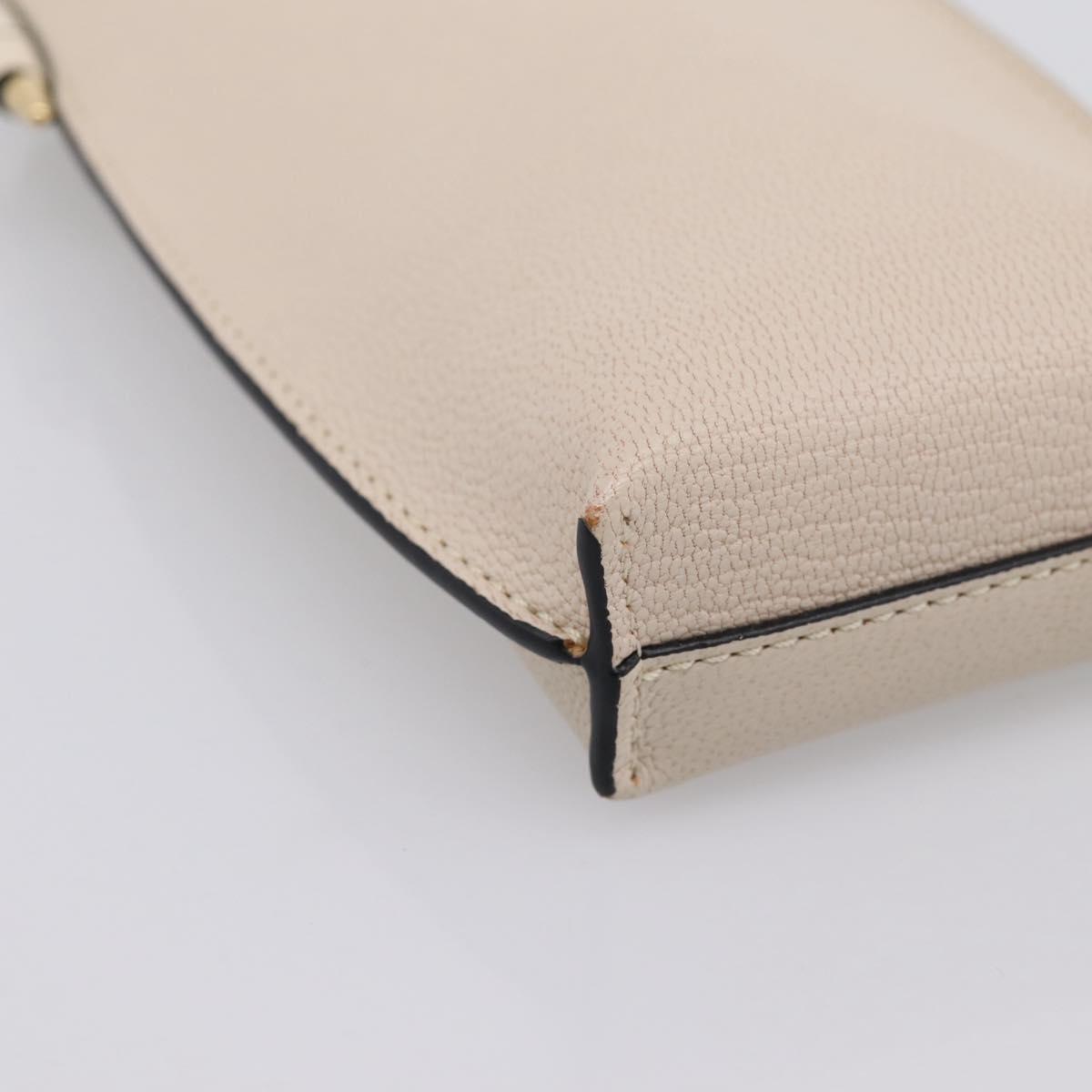 LOEWE Shoulder Pouch Gate Pocket Shoulder Bag Leather Ivory Gold Auth ka5747V