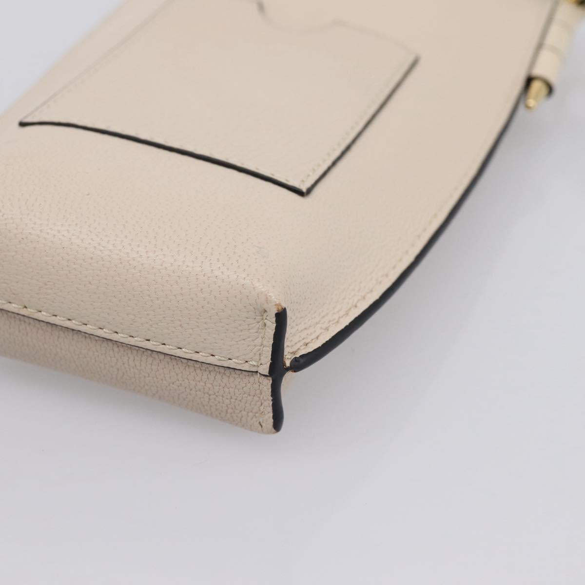 LOEWE Shoulder Pouch Gate Pocket Shoulder Bag Leather Ivory Gold Auth ka5747V