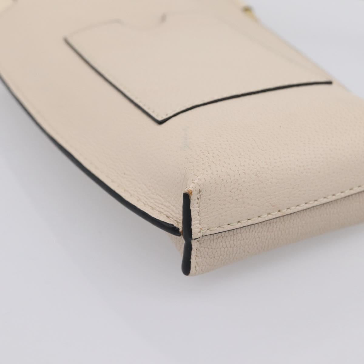 LOEWE Shoulder Pouch Gate Pocket Shoulder Bag Leather Ivory Gold Auth ka5747V