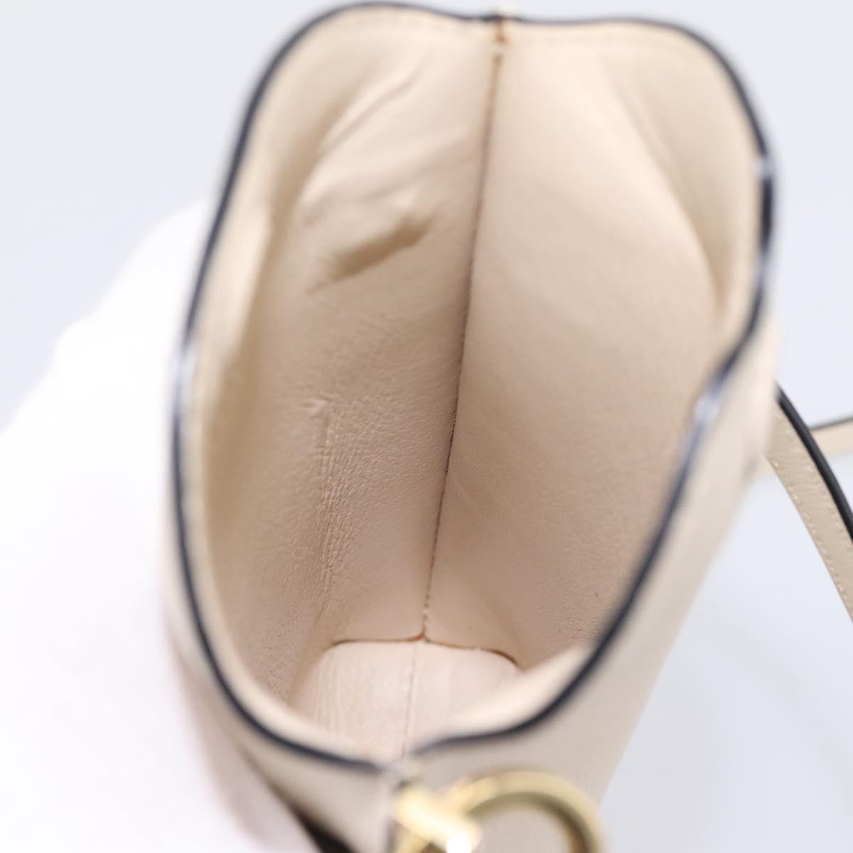 LOEWE Shoulder Pouch Gate Pocket Shoulder Bag Leather Ivory Gold Auth ka5747V
