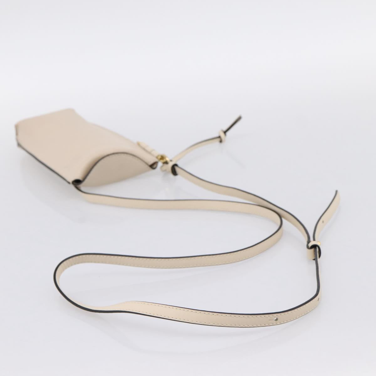 LOEWE Shoulder Pouch Gate Pocket Shoulder Bag Leather Ivory Gold Auth ka5747V