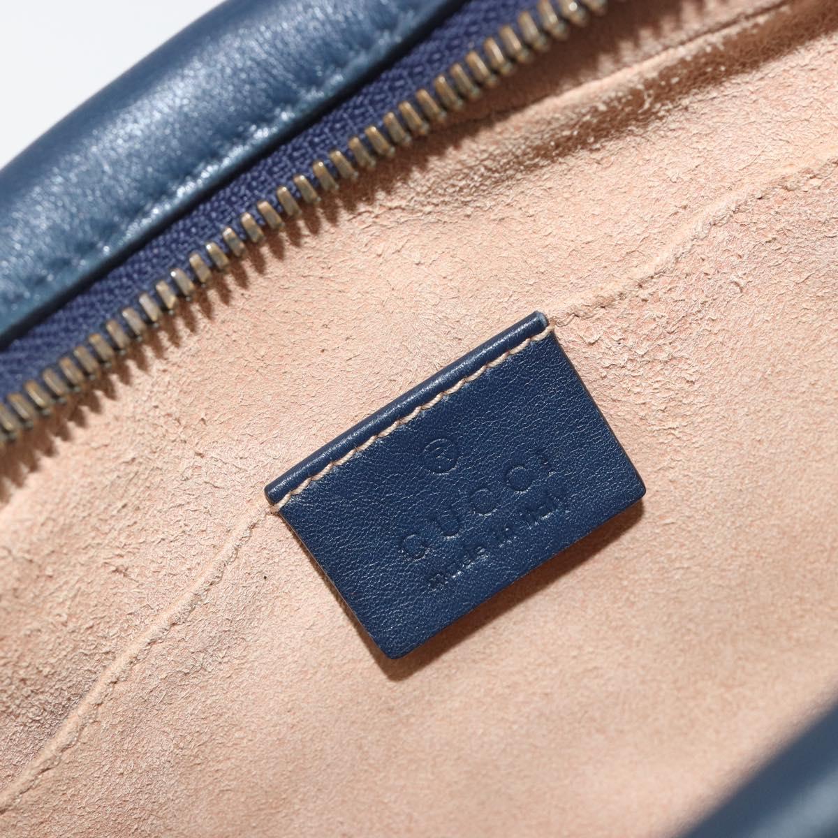 GUCCI GG Marmont Shoulder Bag Leather Navy Gold 447632 Auth ka5749A