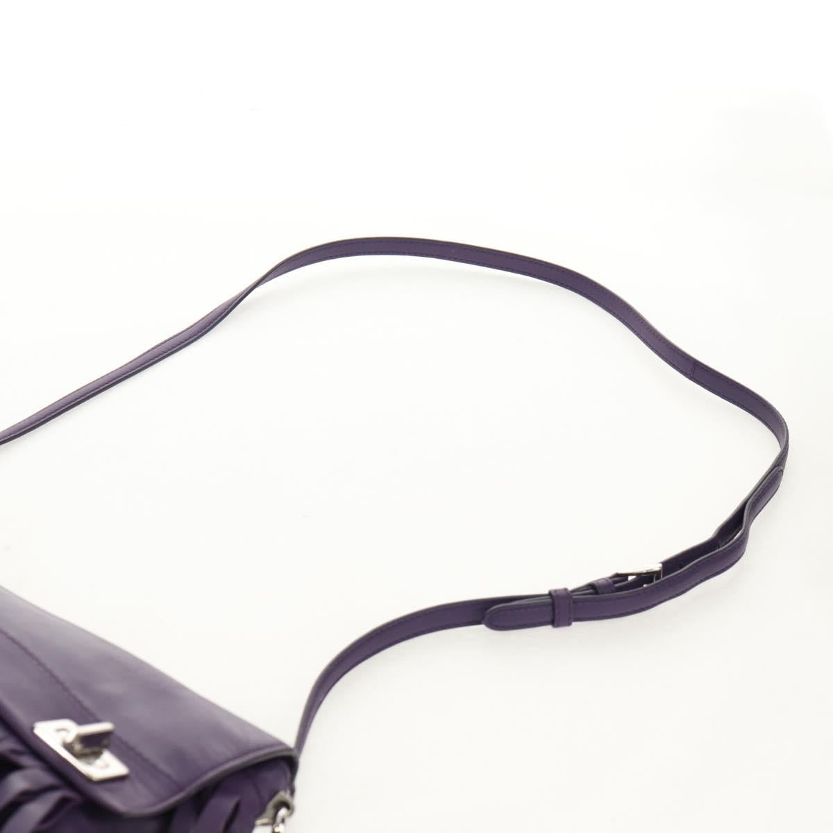 PRADA Shoulder Bag Leather Purple Silver Auth ka574V