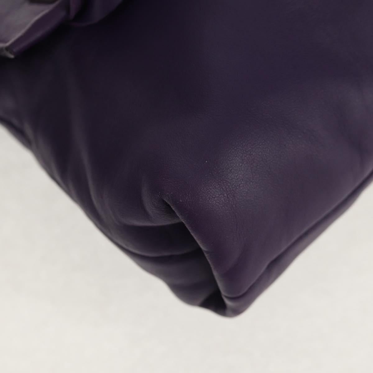 PRADA Shoulder Bag Leather Purple Silver Auth ka574V