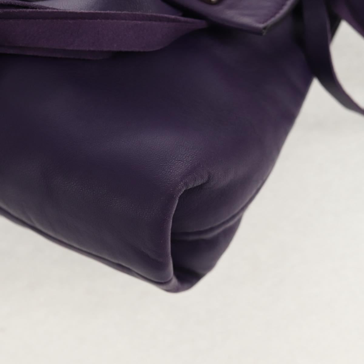 PRADA Shoulder Bag Leather Purple Silver Auth ka574V