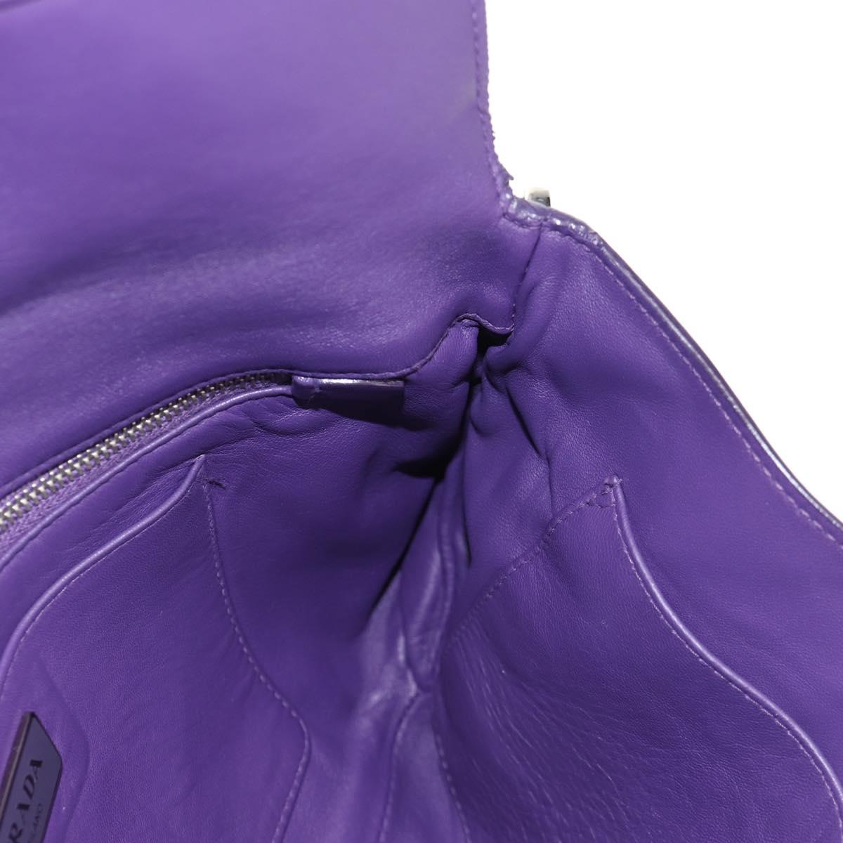 PRADA Shoulder Bag Leather Purple Silver Auth ka574V