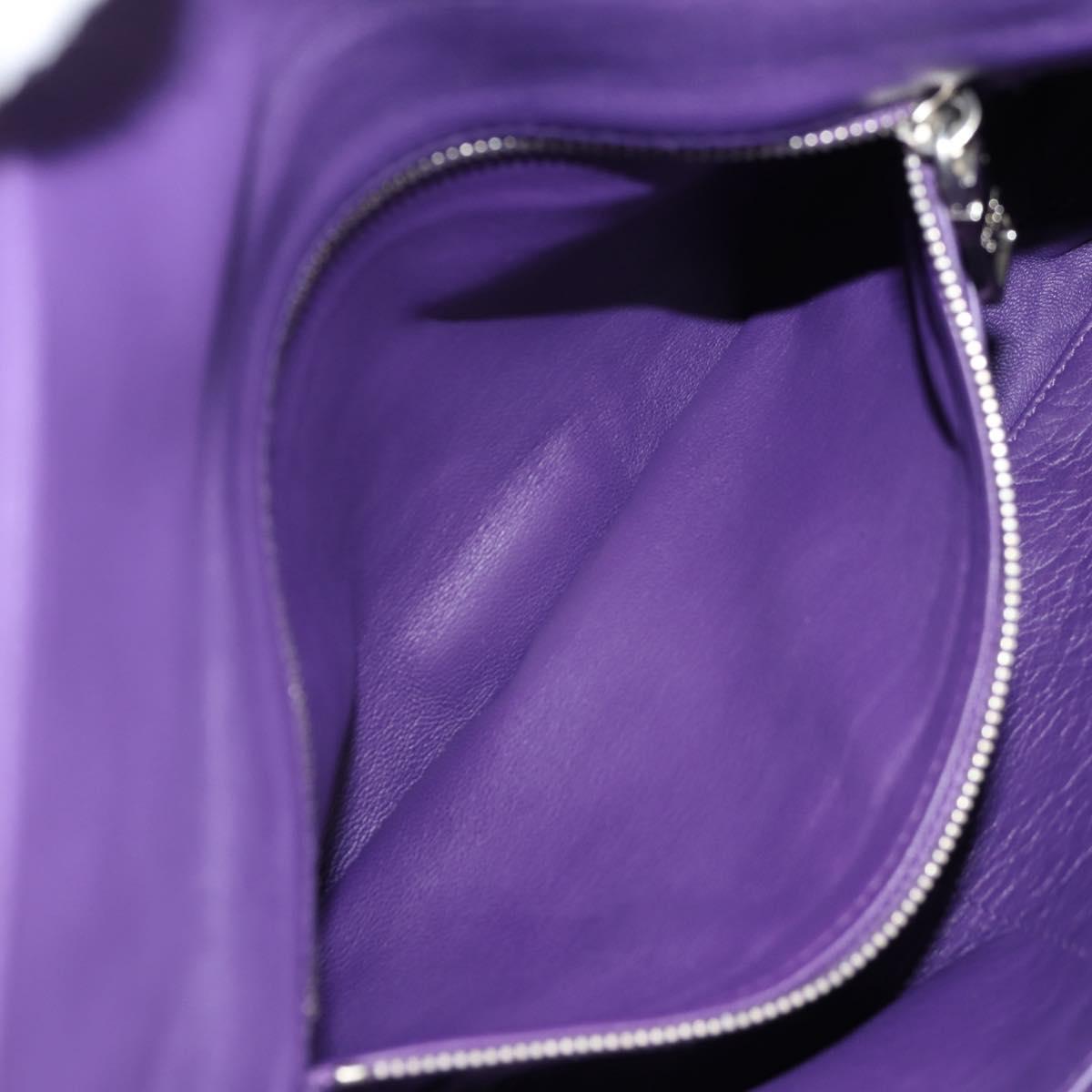 PRADA Shoulder Bag Leather Purple Silver Auth ka574V