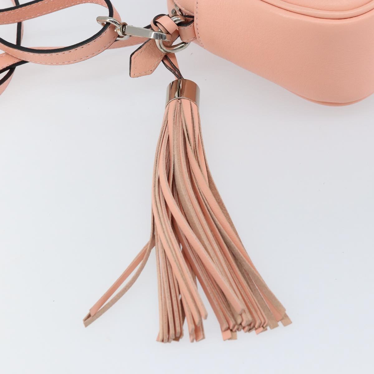 VALENTINO Shoulder Bag Leather Pink Silver Auth ka575