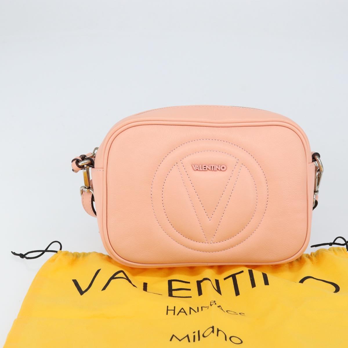 VALENTINO Shoulder Bag Leather Pink Silver Auth ka575