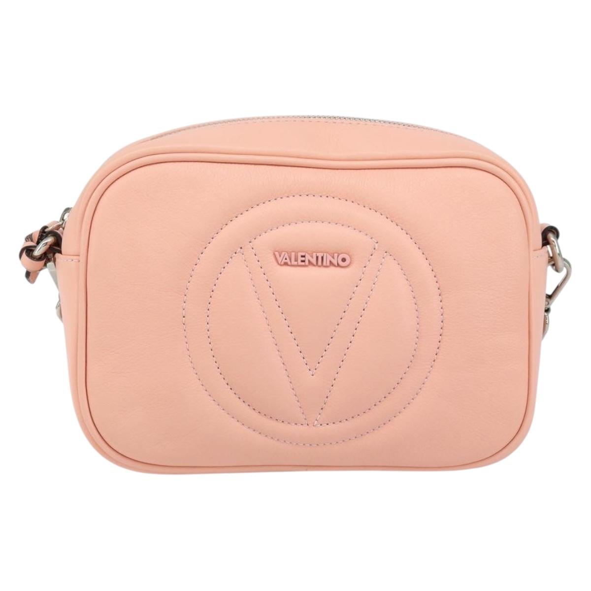 VALENTINO Shoulder Bag Leather Pink Silver Auth ka575