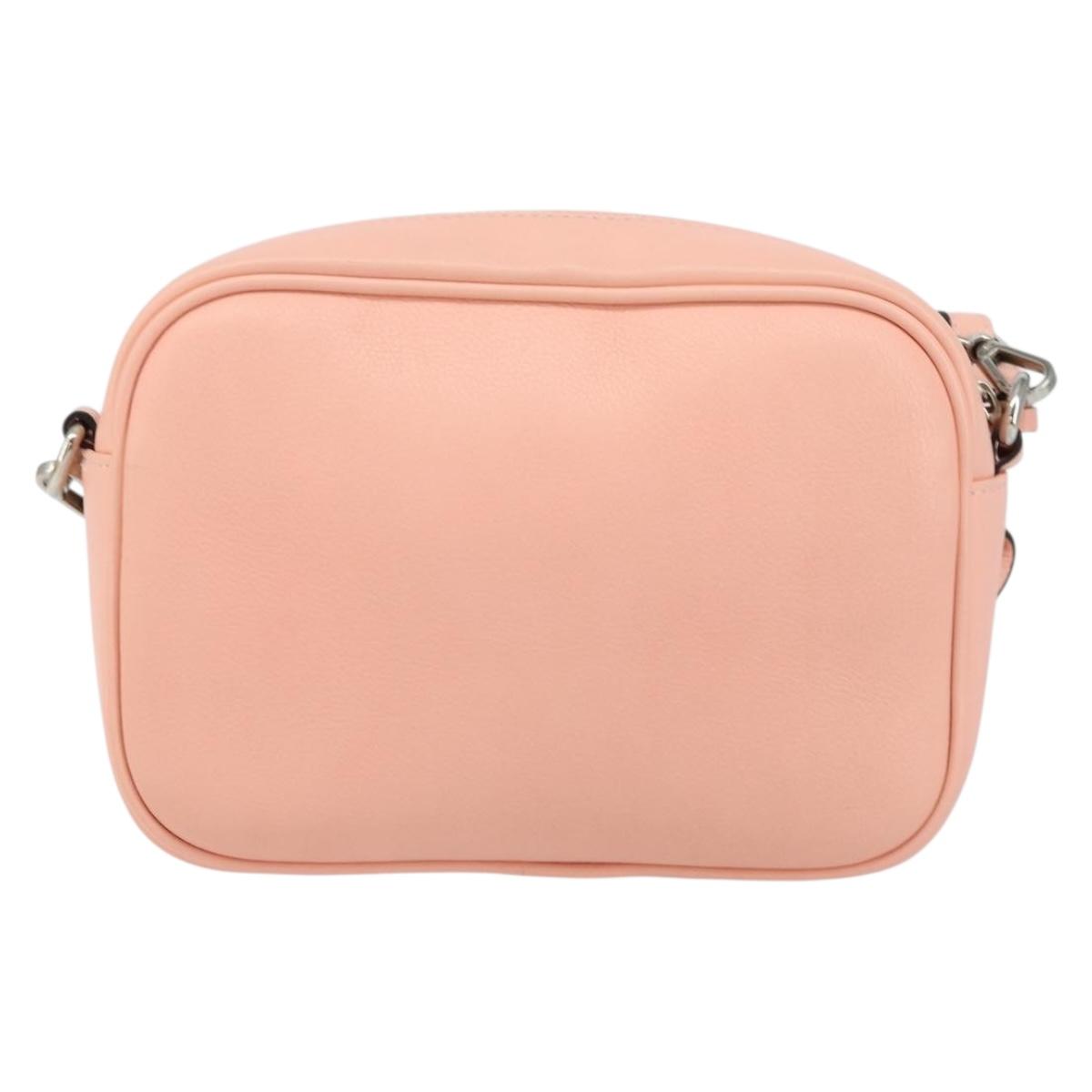 VALENTINO Shoulder Bag Leather Pink Silver Auth ka575