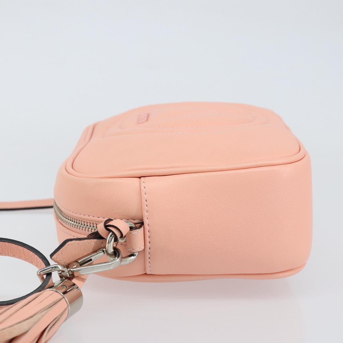 VALENTINO Shoulder Bag Leather Pink Silver Auth ka575