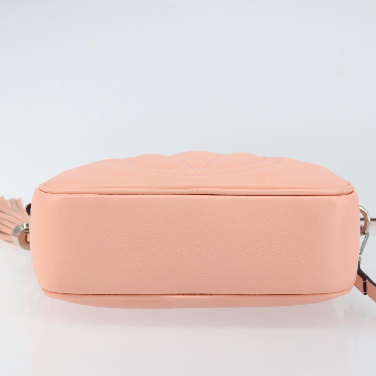 VALENTINO Shoulder Bag Leather Pink Silver Auth ka575