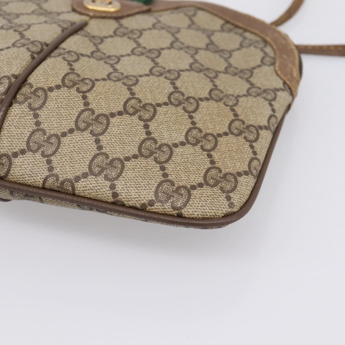 GUCCI GG Supreme Web Sherry Line Bag PVC Beige Gold 904 02 047 Auth ka5750