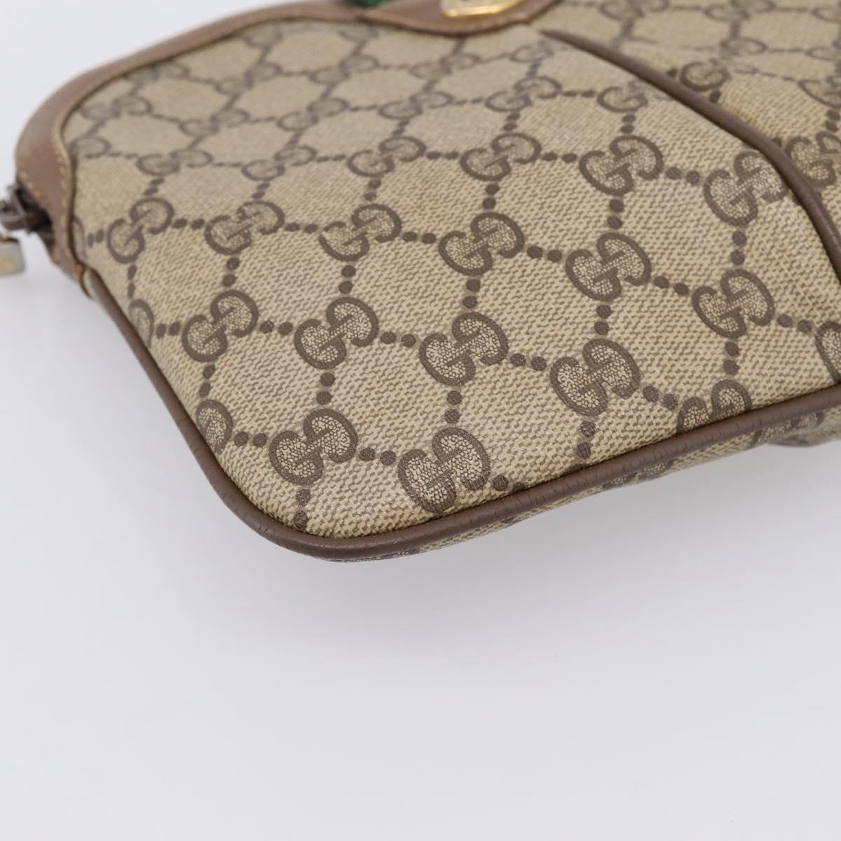 GUCCI GG Supreme Web Sherry Line Bag PVC Beige Gold 904 02 047 Auth ka5750