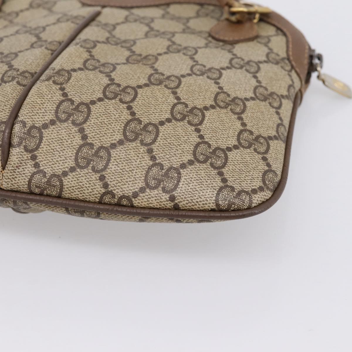 GUCCI GG Supreme Web Sherry Line Bag PVC Beige Gold 904 02 047 Auth ka5750