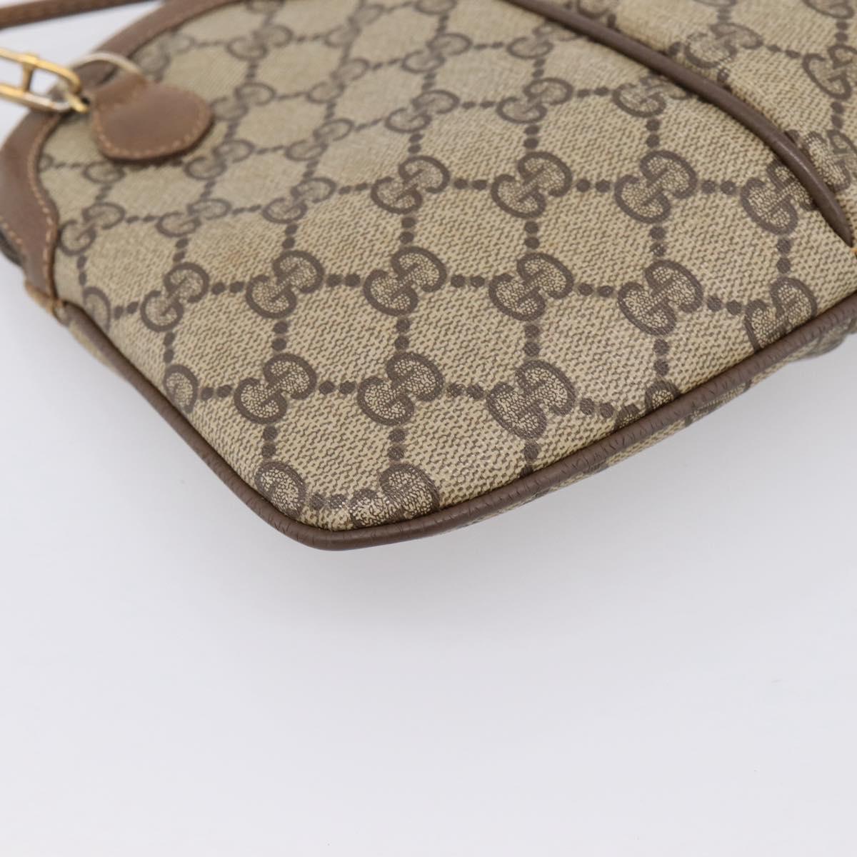 GUCCI GG Supreme Web Sherry Line Bag PVC Beige Gold 904 02 047 Auth ka5750