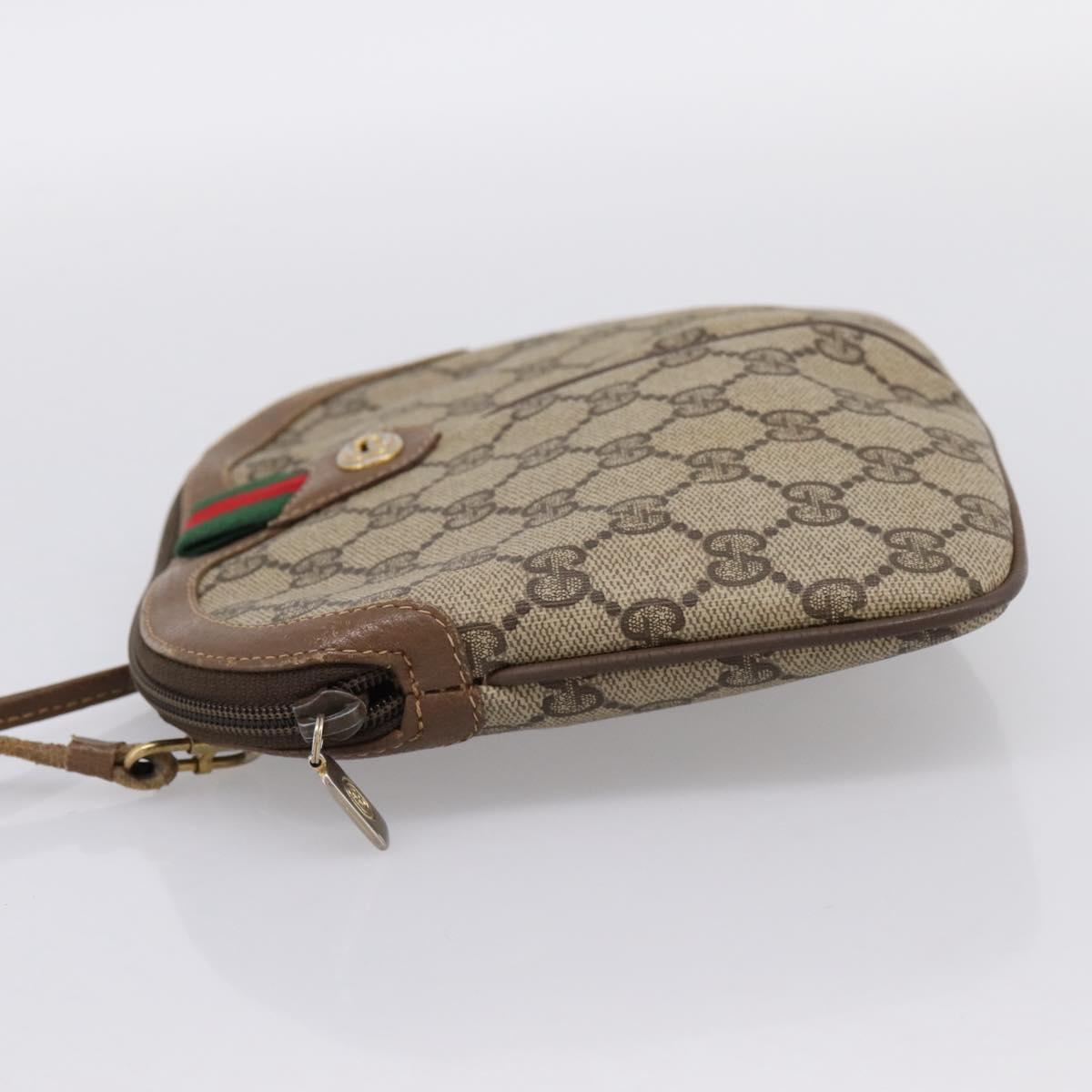 GUCCI GG Supreme Web Sherry Line Bag PVC Beige Gold 904 02 047 Auth ka5750