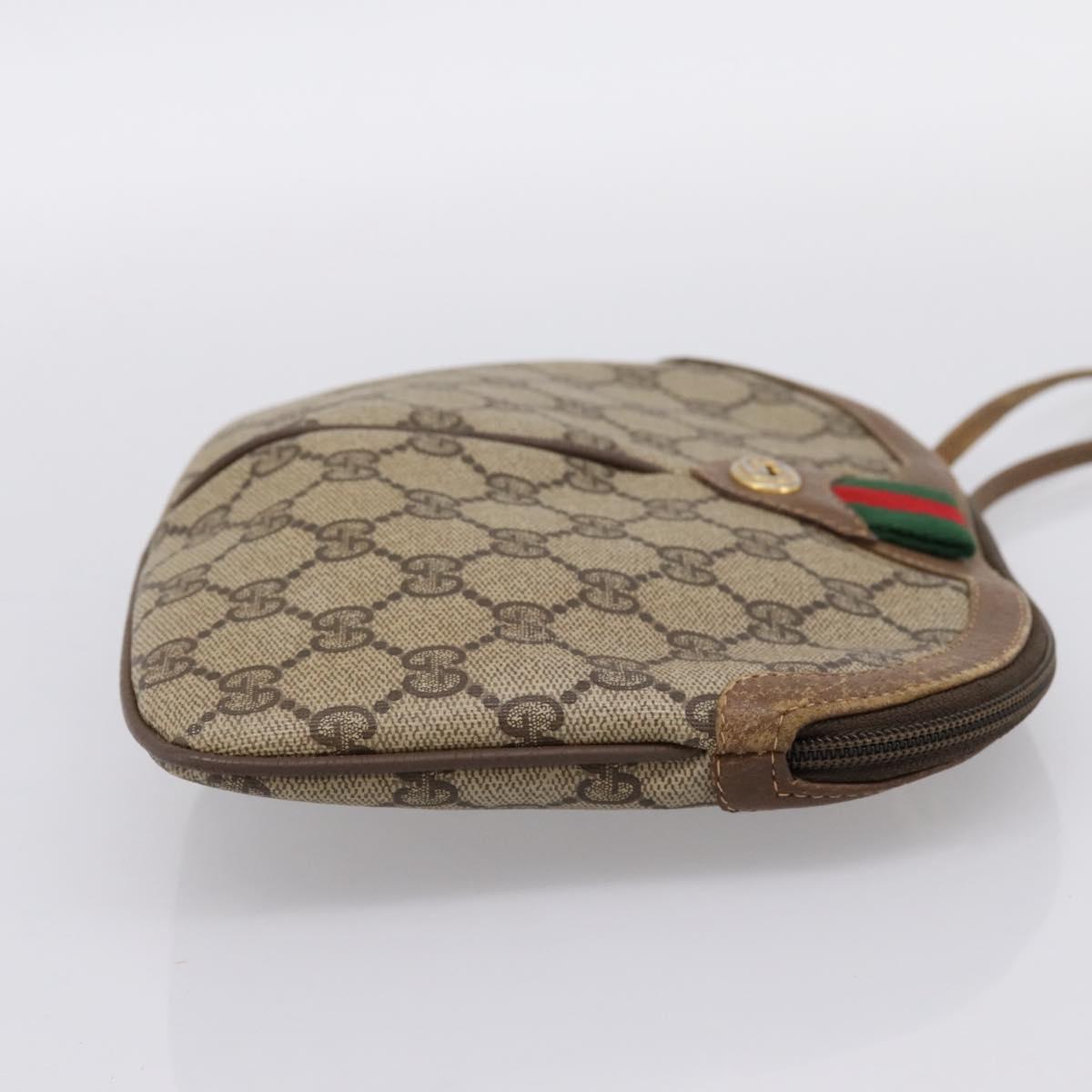 GUCCI GG Supreme Web Sherry Line Bag PVC Beige Gold 904 02 047 Auth ka5750
